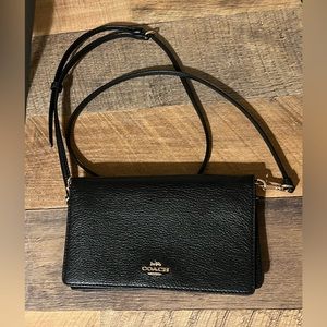 Black Coach Adjustable cross body with gold accents
